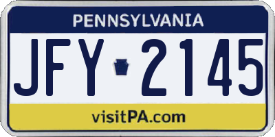 PA license plate JFY2145