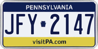 PA license plate JFY2147