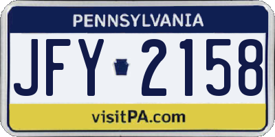 PA license plate JFY2158