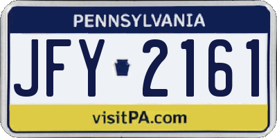 PA license plate JFY2161