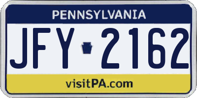 PA license plate JFY2162