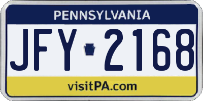 PA license plate JFY2168