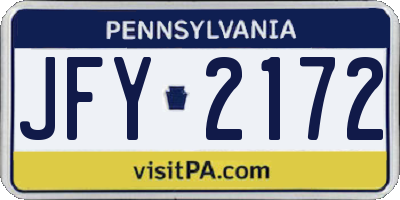 PA license plate JFY2172