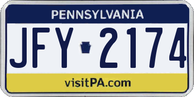 PA license plate JFY2174