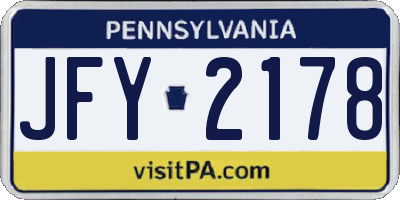 PA license plate JFY2178