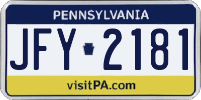PA license plate JFY2181