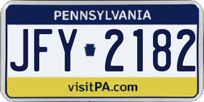 PA license plate JFY2182