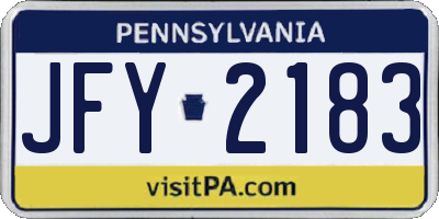 PA license plate JFY2183