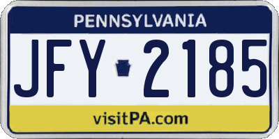 PA license plate JFY2185