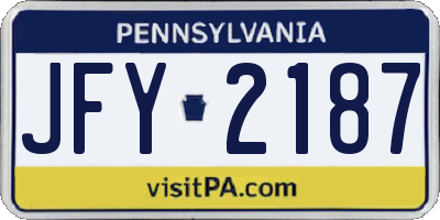 PA license plate JFY2187