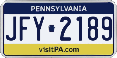 PA license plate JFY2189