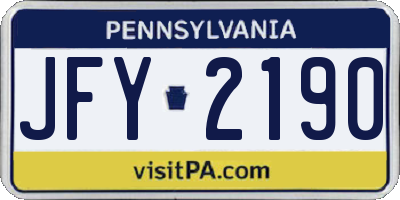 PA license plate JFY2190