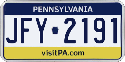 PA license plate JFY2191