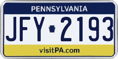 PA license plate JFY2193