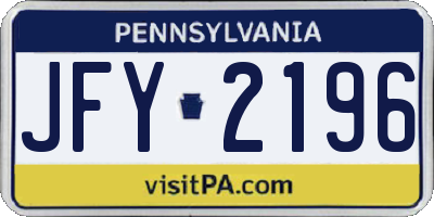 PA license plate JFY2196