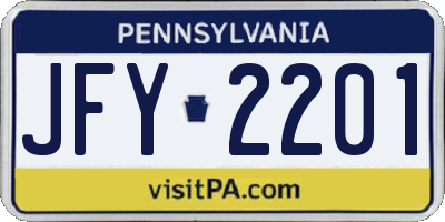 PA license plate JFY2201