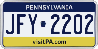 PA license plate JFY2202