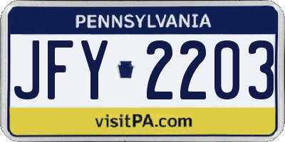 PA license plate JFY2203
