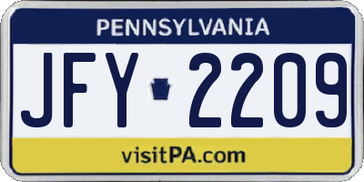 PA license plate JFY2209