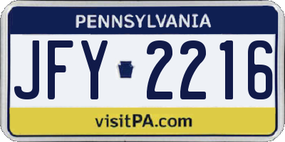 PA license plate JFY2216