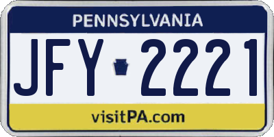 PA license plate JFY2221