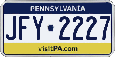 PA license plate JFY2227