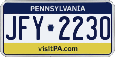 PA license plate JFY2230