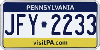 PA license plate JFY2233