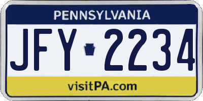 PA license plate JFY2234
