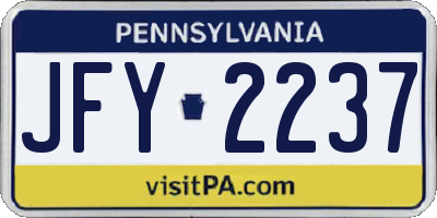PA license plate JFY2237