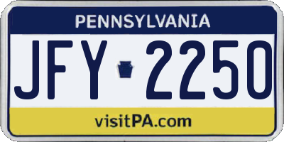 PA license plate JFY2250