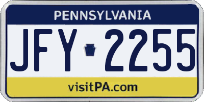 PA license plate JFY2255