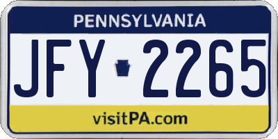 PA license plate JFY2265