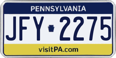 PA license plate JFY2275