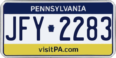 PA license plate JFY2283