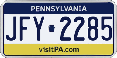 PA license plate JFY2285