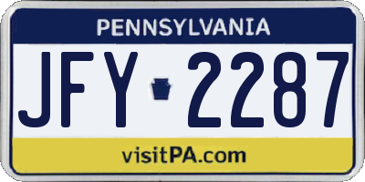 PA license plate JFY2287
