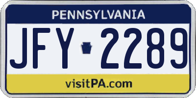 PA license plate JFY2289