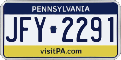 PA license plate JFY2291
