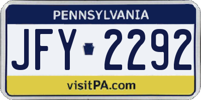 PA license plate JFY2292