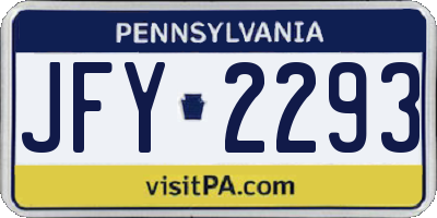 PA license plate JFY2293