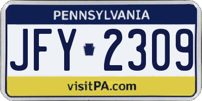 PA license plate JFY2309