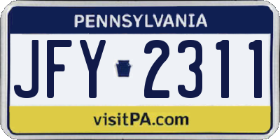 PA license plate JFY2311