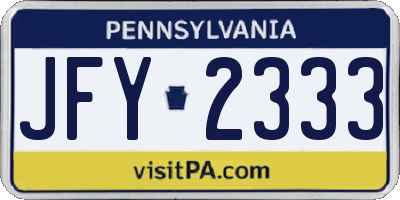PA license plate JFY2333