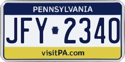 PA license plate JFY2340