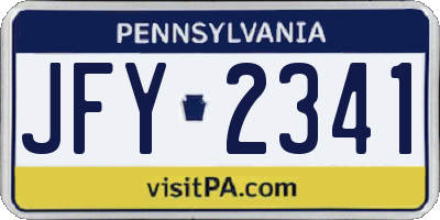 PA license plate JFY2341