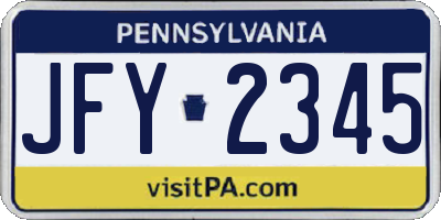 PA license plate JFY2345