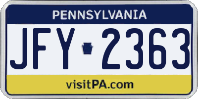 PA license plate JFY2363