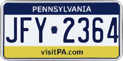 PA license plate JFY2364