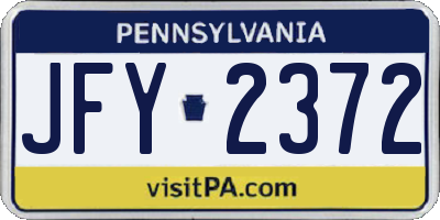 PA license plate JFY2372